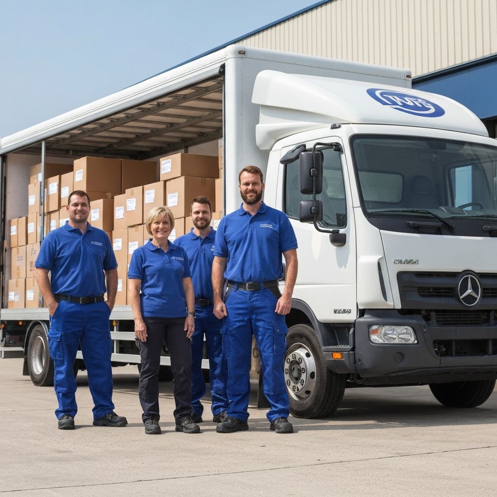 National Logistik team med flyttbil och kartonger