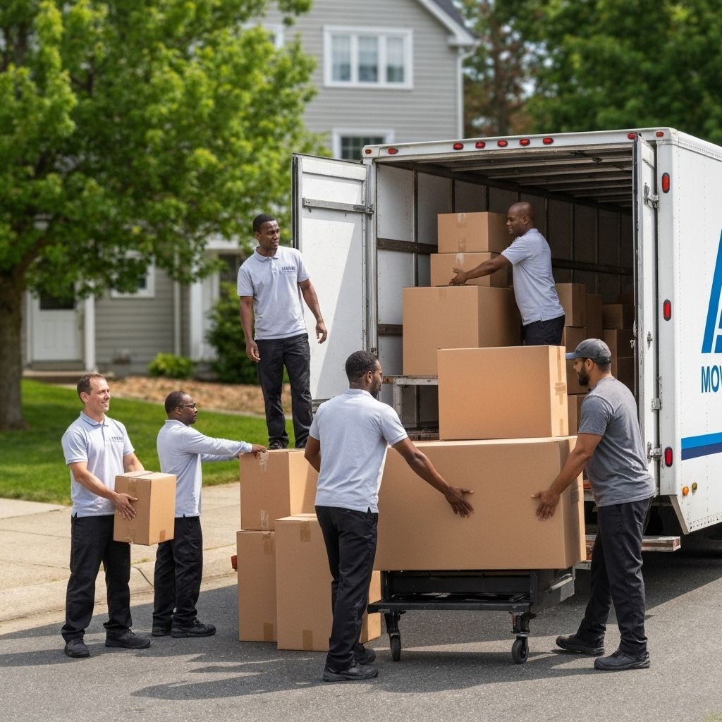 National Logistik team med flyttbil och kartonger